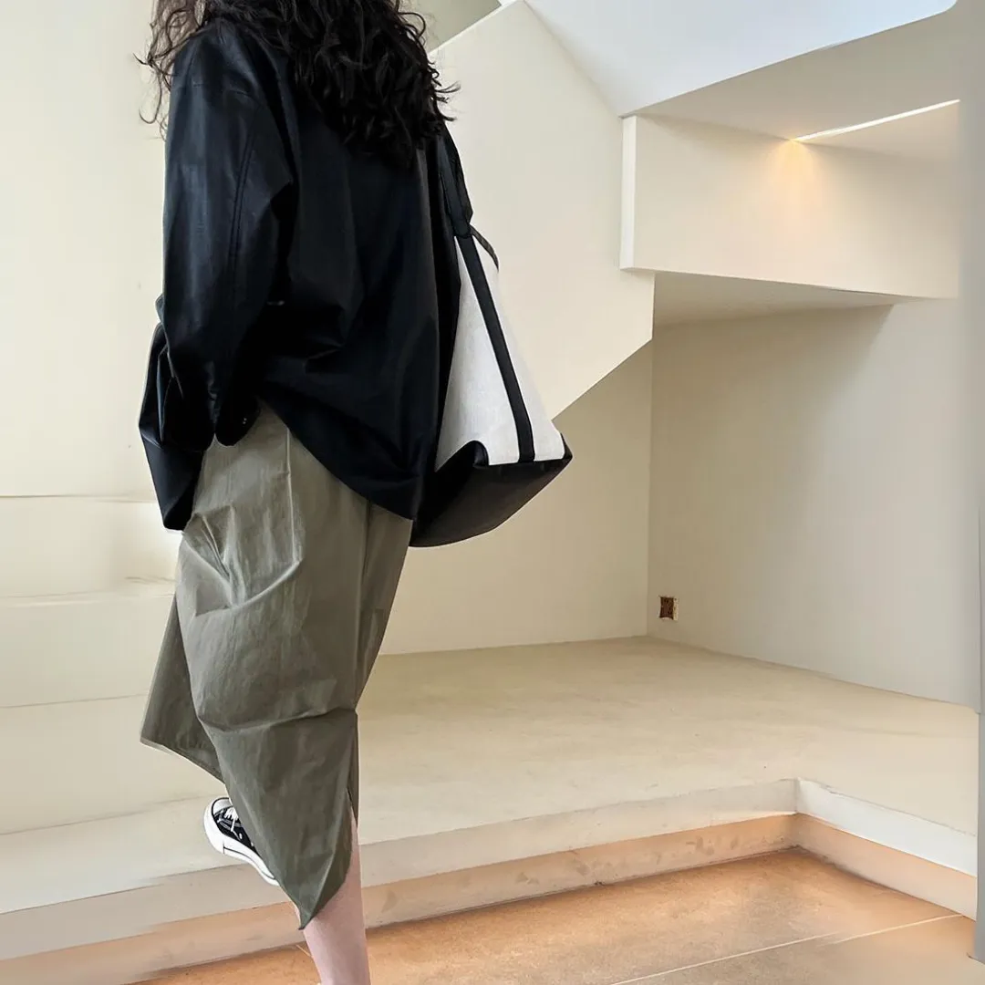 复古抽绳工装半身裙 Vintage Drawstring Utility Midi Skirt