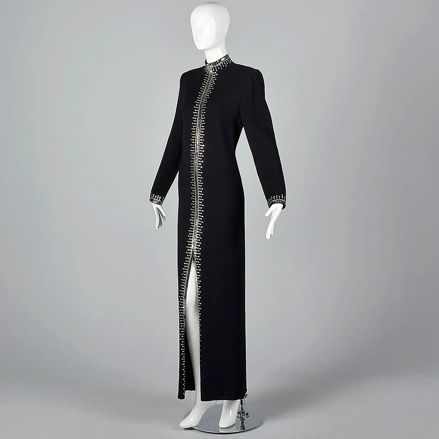1980s St John Knit Black Evening  Dress