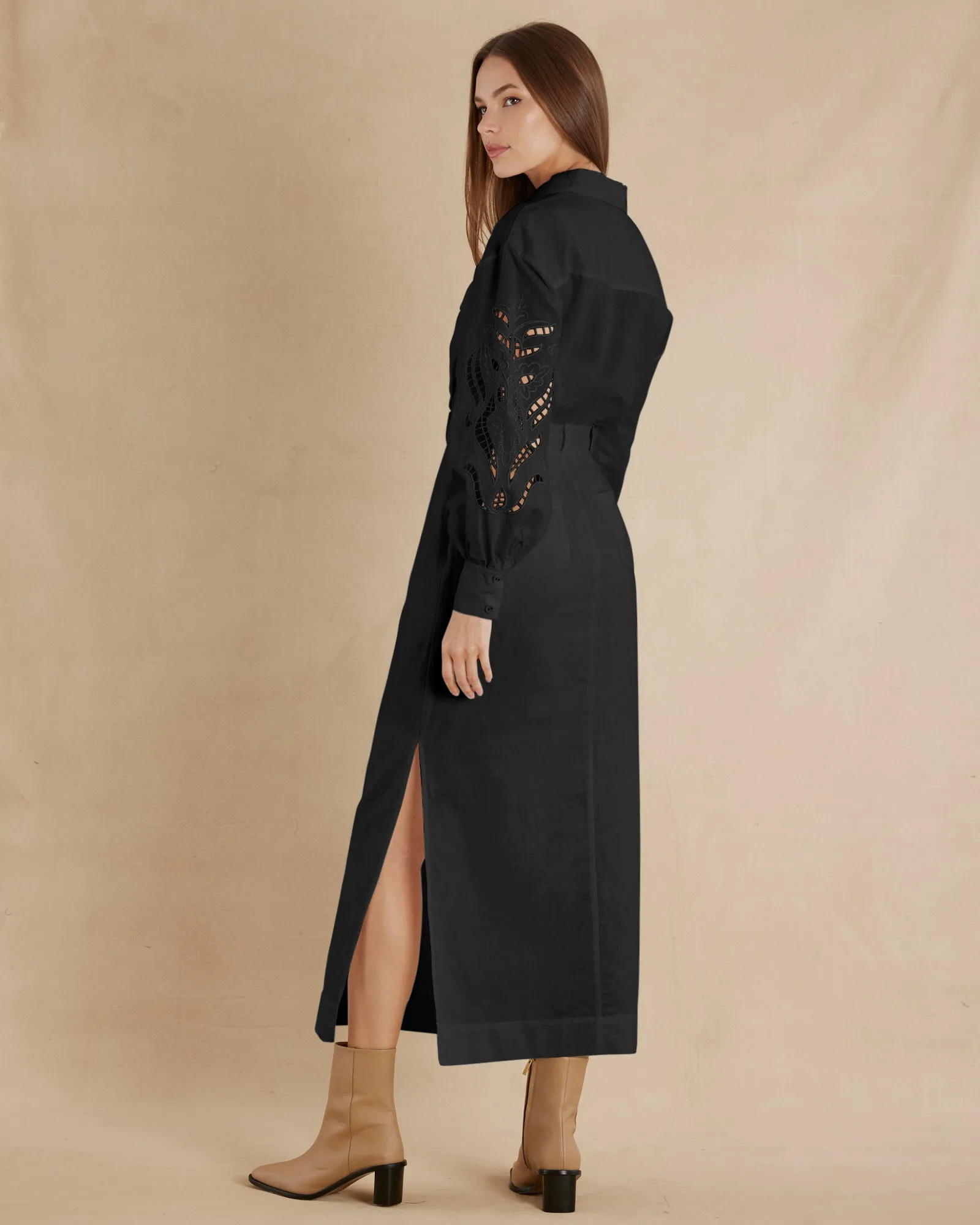 Alice Linen Utility Dress - Black