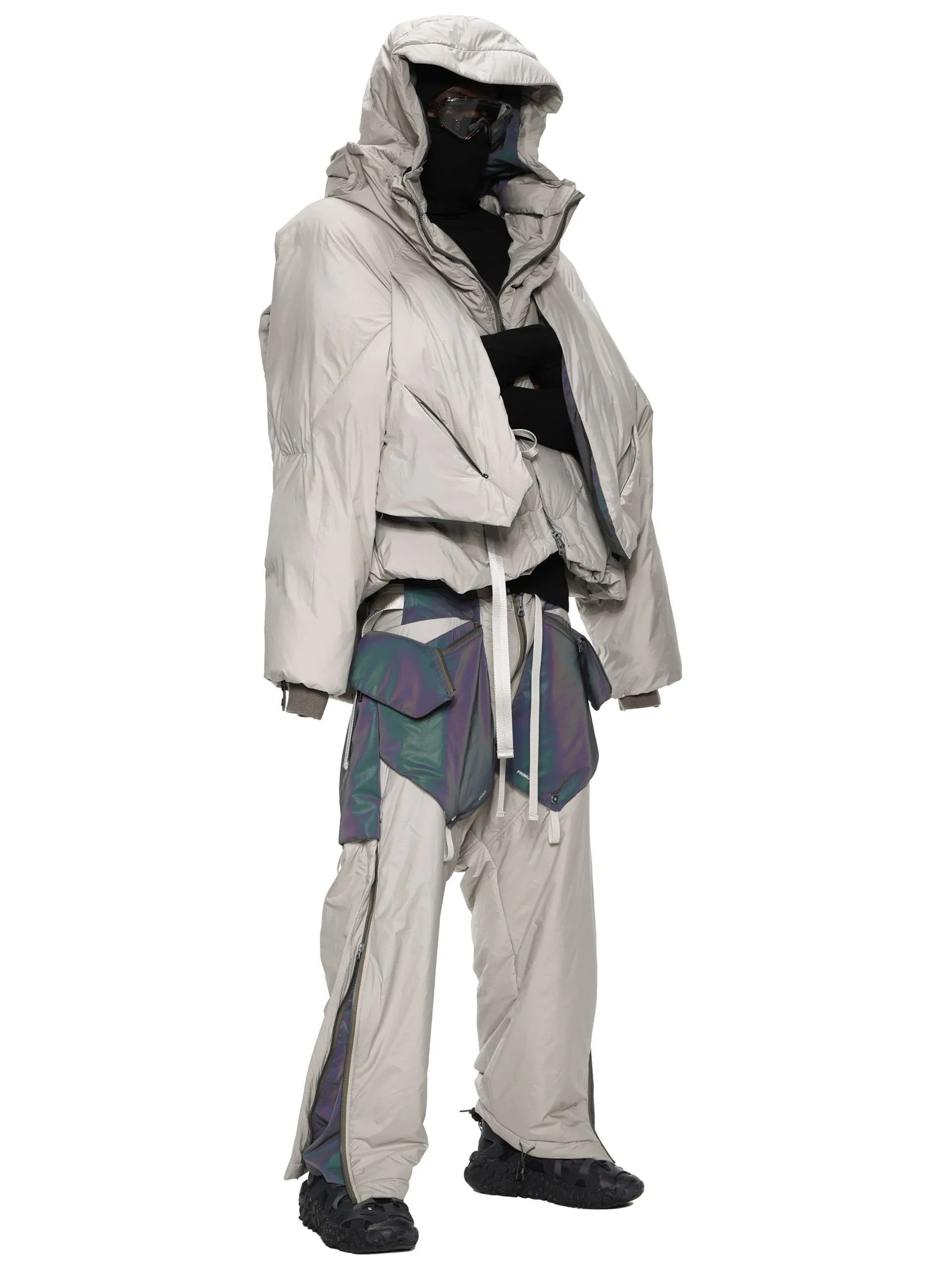 arctic aurora reflective geo panel layered quilted snow pants