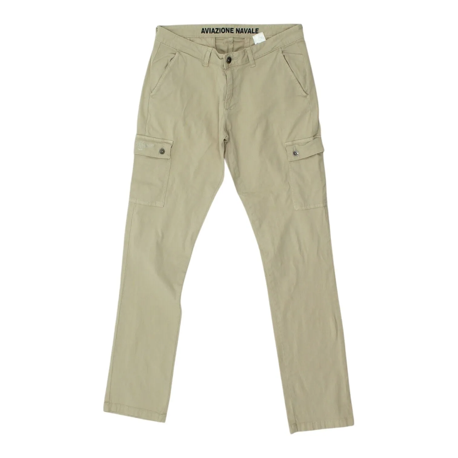 Aviazione Navale Womens Beige Slim Low Rise Cargo Pants | Designer Trousers VTG