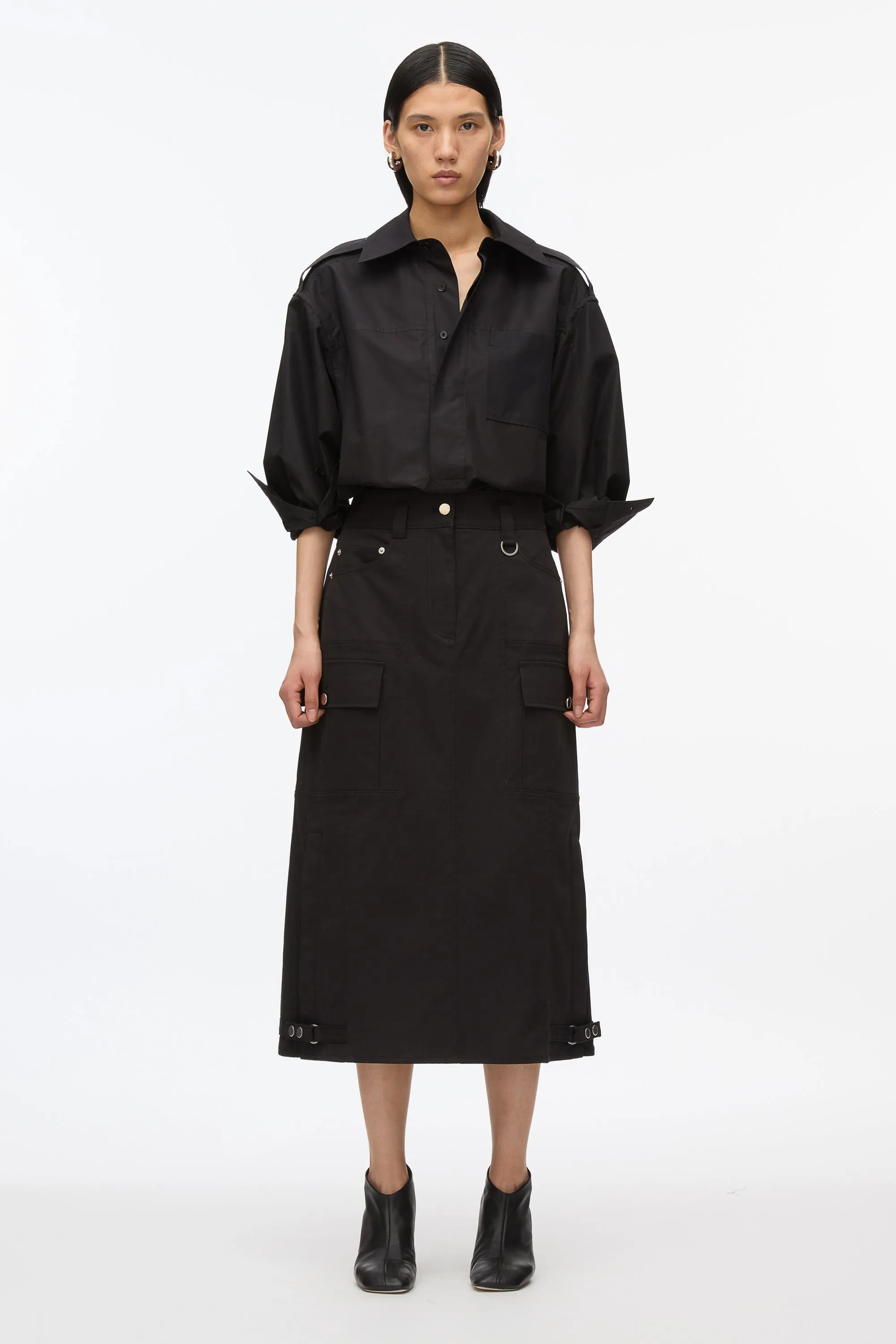 Black Utility Cargo Skirt