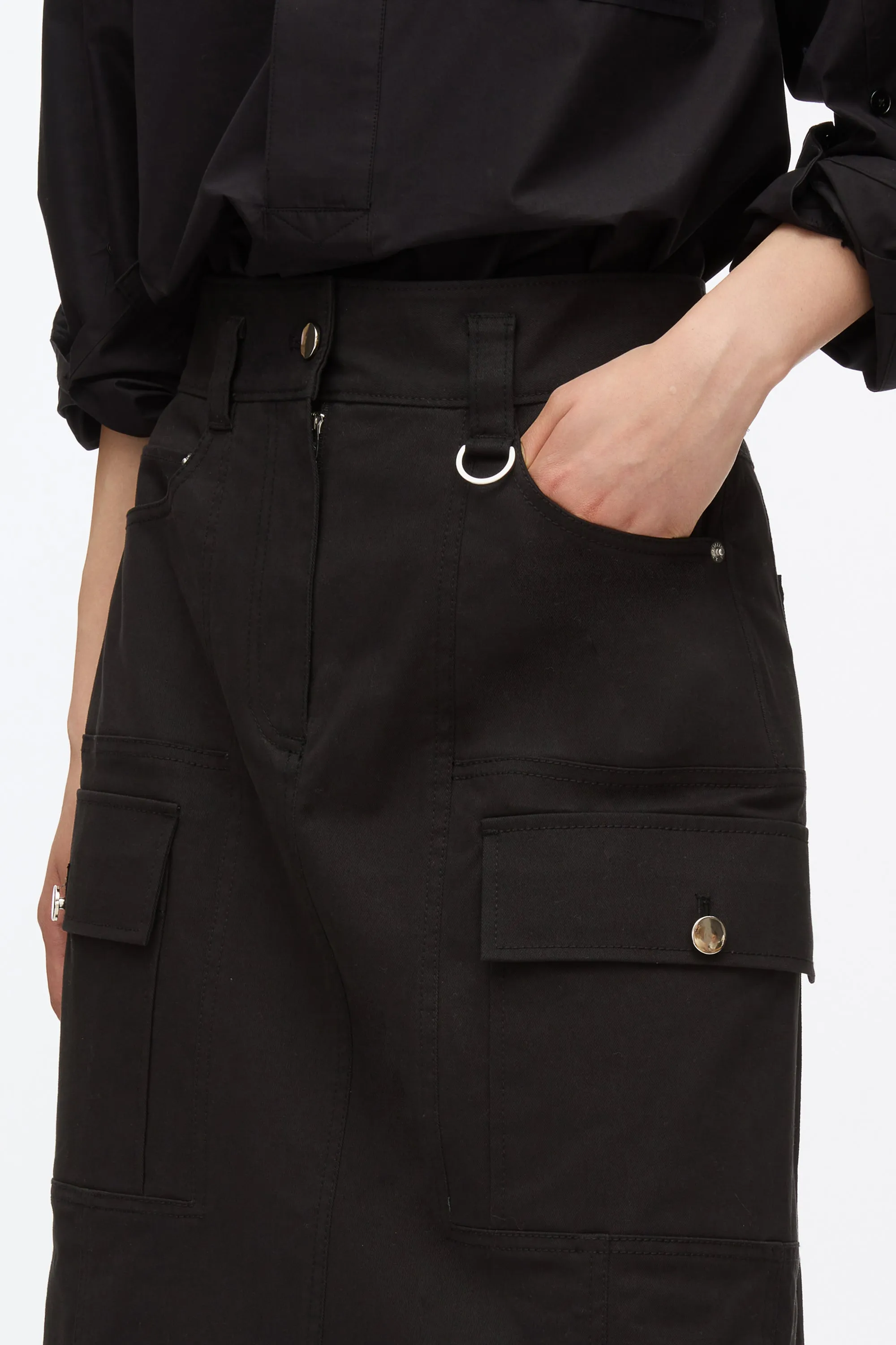 Black Utility Cargo Skirt