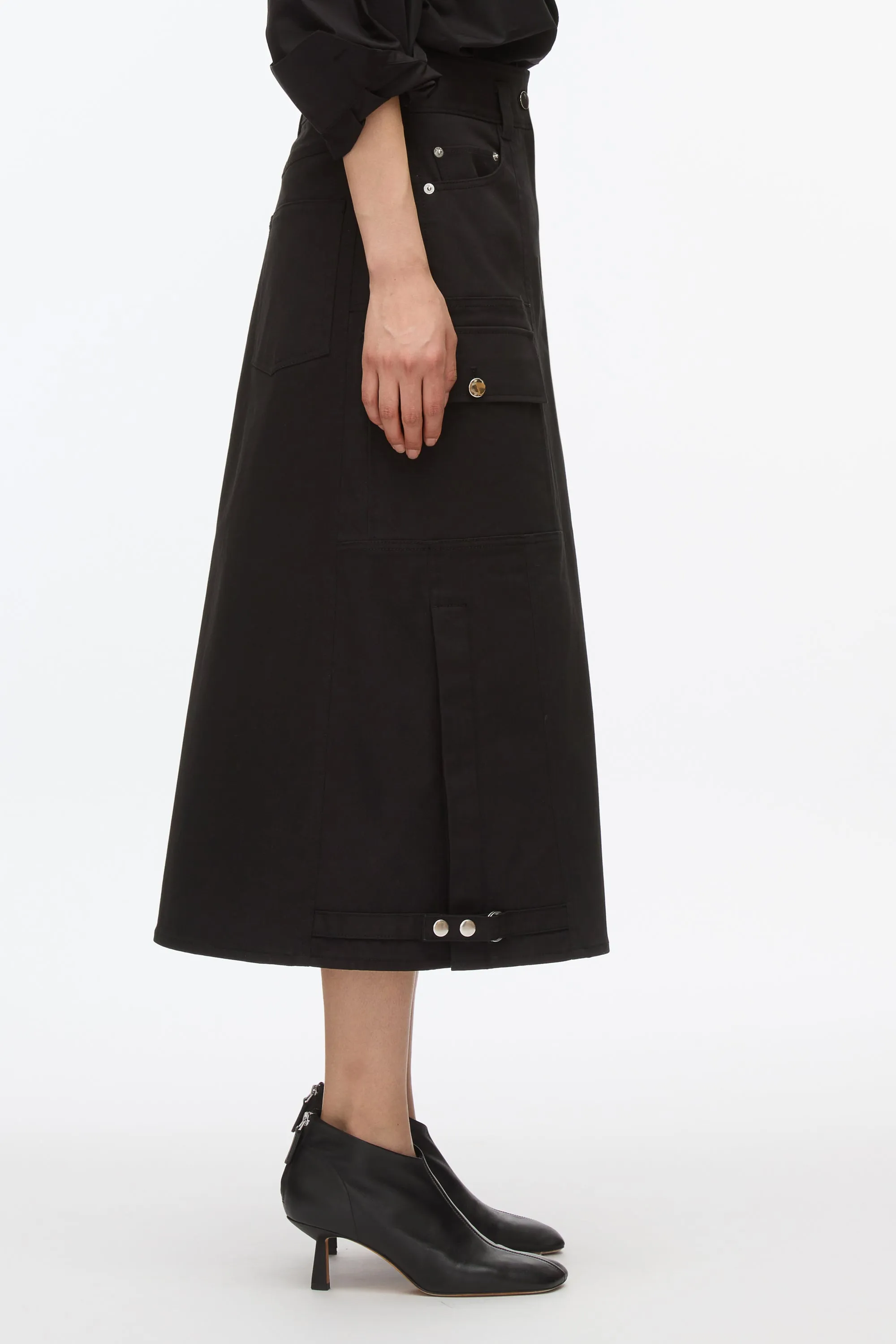 Black Utility Cargo Skirt