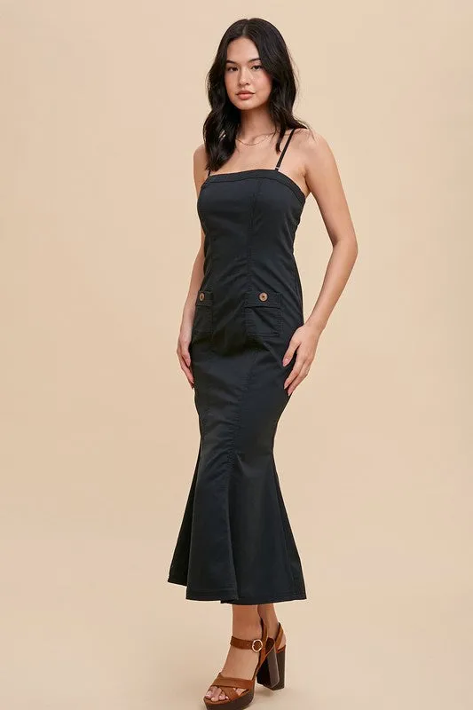 Black Utility Tube Tencel Dress