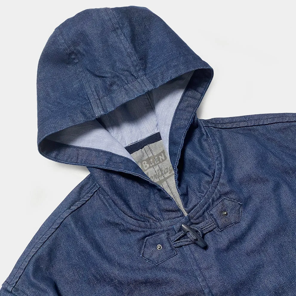 BZEN M.3230RR DUF-I REGULAR FIT BROWN BASE INDIGO DENIM DUFFLE COAT-11.5OZ-E0 INDIGO