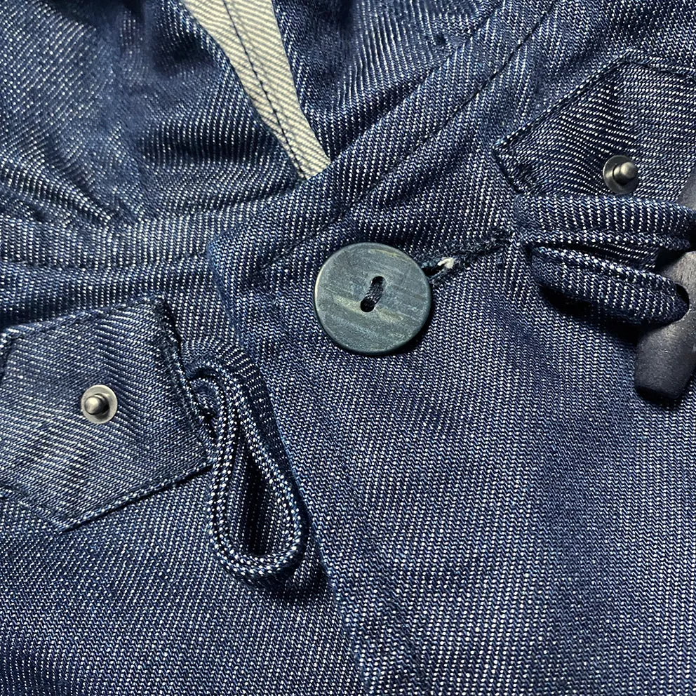 BZEN M.3230RR DUF-I REGULAR FIT BROWN BASE INDIGO DENIM DUFFLE COAT-11.5OZ-E0 INDIGO