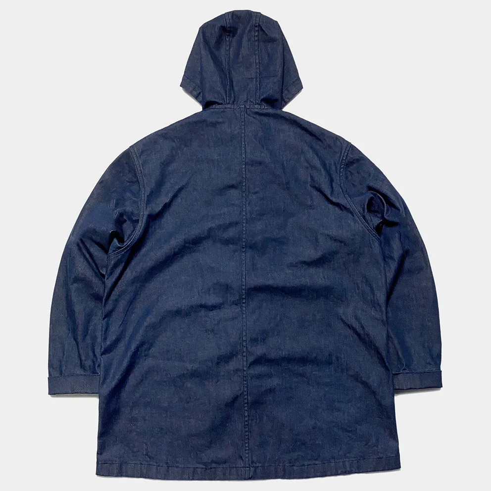 BZEN M.3230RR DUF-I REGULAR FIT BROWN BASE INDIGO DENIM DUFFLE COAT-11.5OZ-E0 INDIGO