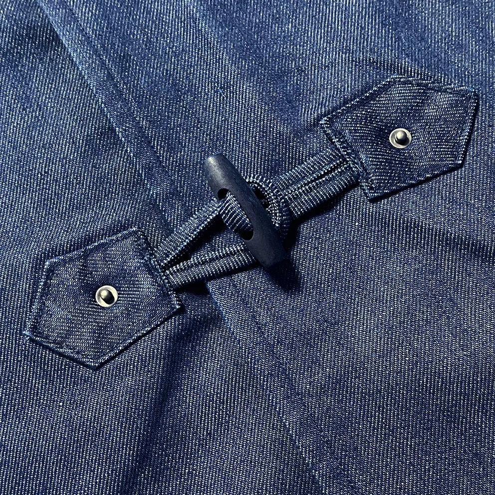 BZEN M.3230RR DUF-I REGULAR FIT BROWN BASE INDIGO DENIM DUFFLE COAT-11.5OZ-E0 INDIGO