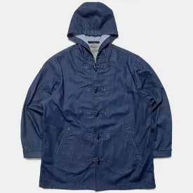 BZEN M.3230RR DUF-I REGULAR FIT BROWN BASE INDIGO DENIM DUFFLE COAT-11.5OZ-E0 INDIGO