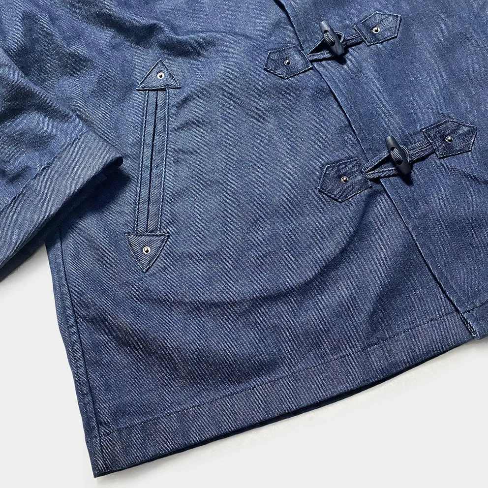 BZEN M.3230RR DUF-I REGULAR FIT BROWN BASE INDIGO DENIM DUFFLE COAT-11.5OZ-E0 INDIGO