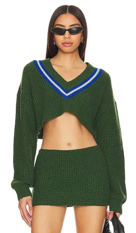 Champion X DANIELLE GUIZIO Crop Rib Knit Pullover Sweater in Green
