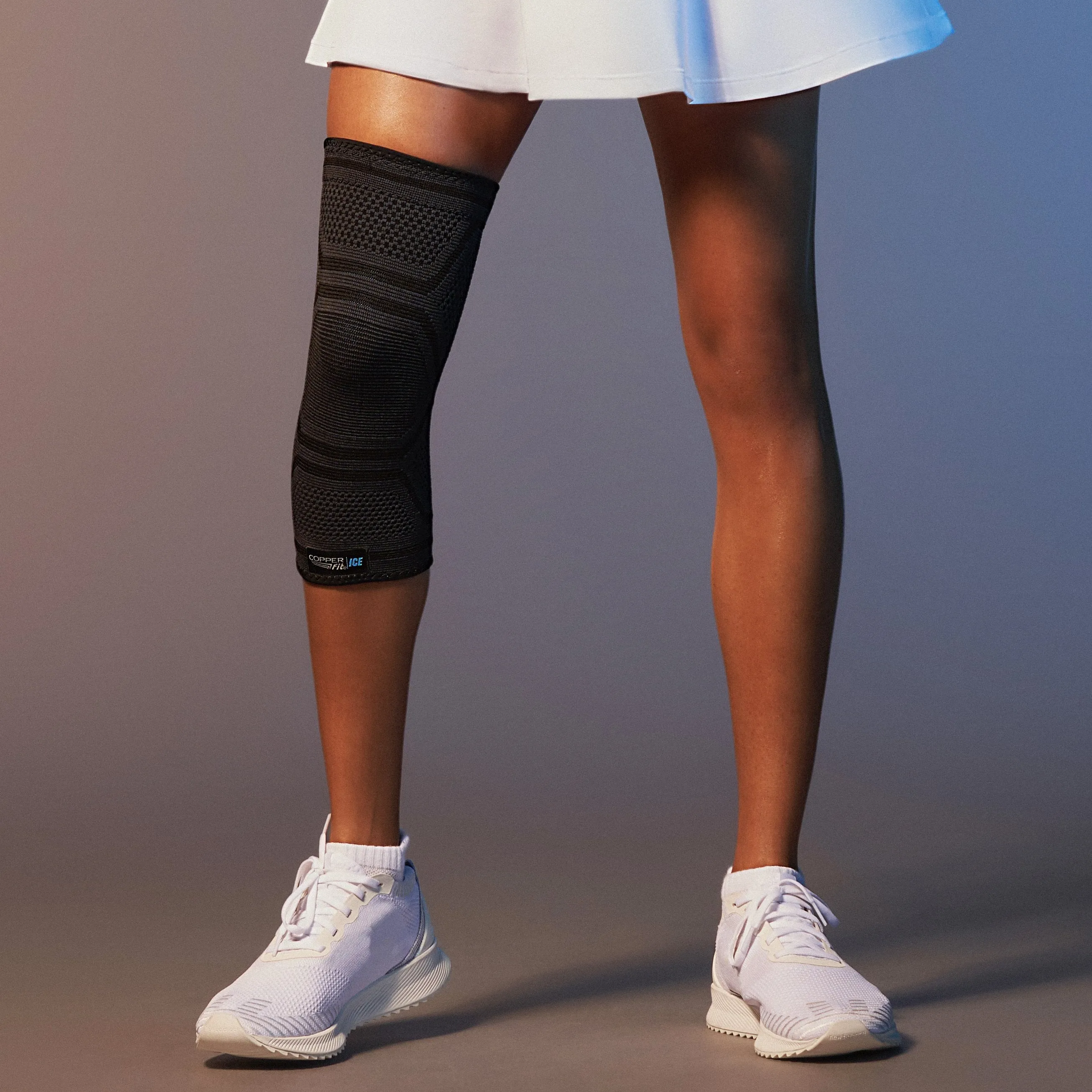 Copper Fit Ice Knee Compression Sleeve Infused with Menthol, Large/XL, Black, 1-Pack, FSA HSA Eligible