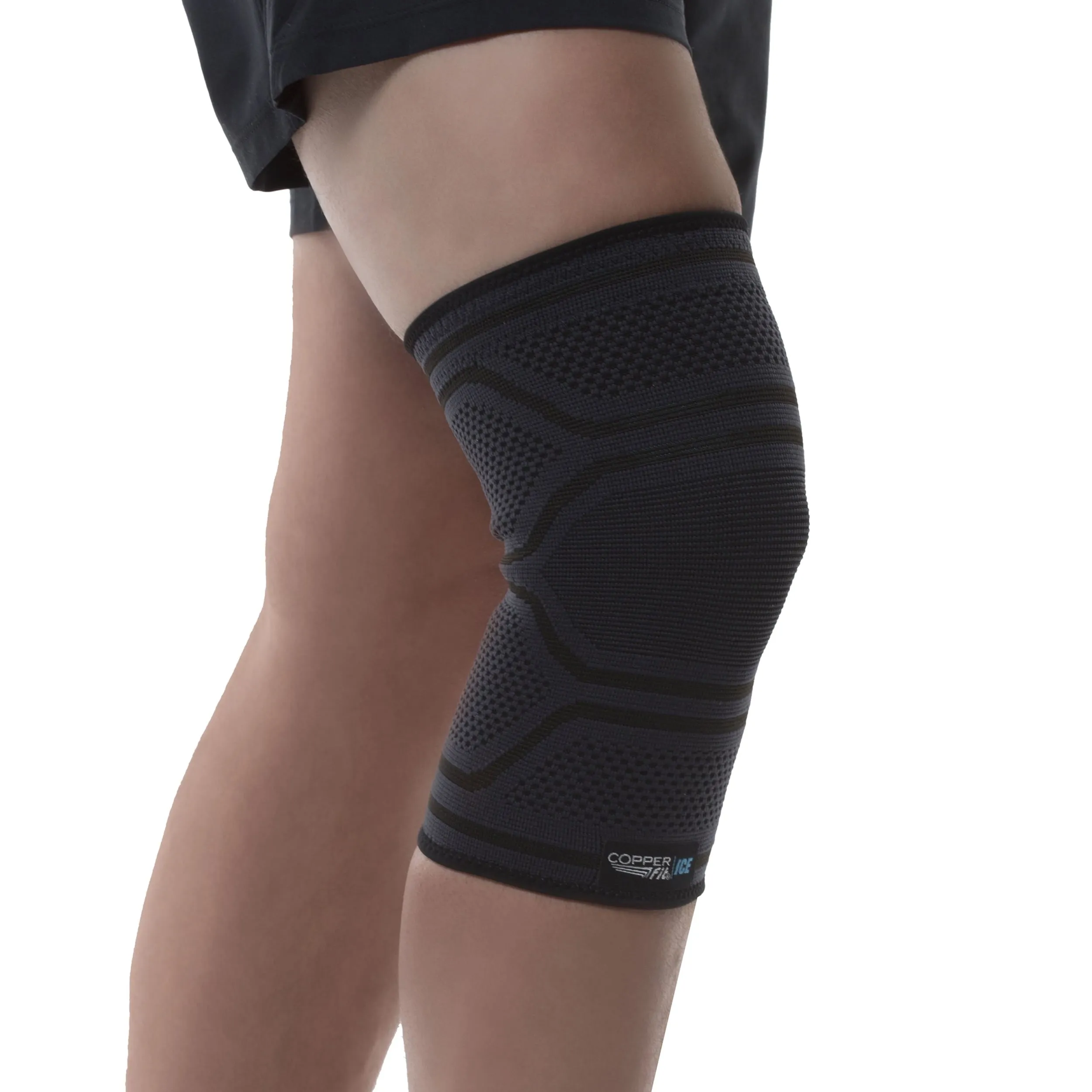 Copper Fit Ice Knee Compression Sleeve Infused with Menthol, Large/XL, Black, 1-Pack, FSA HSA Eligible