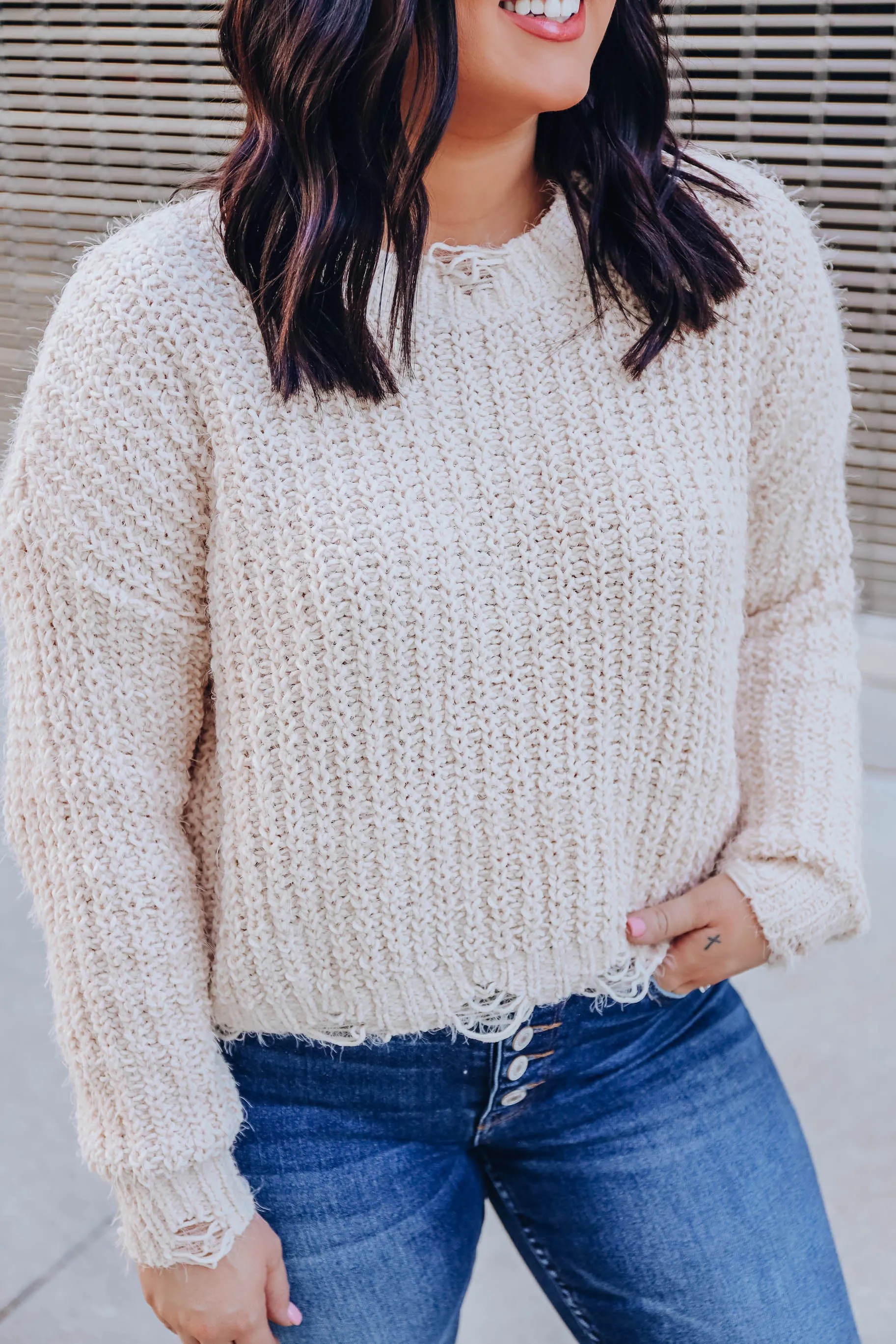 Delicately Distressed Knit Sweater