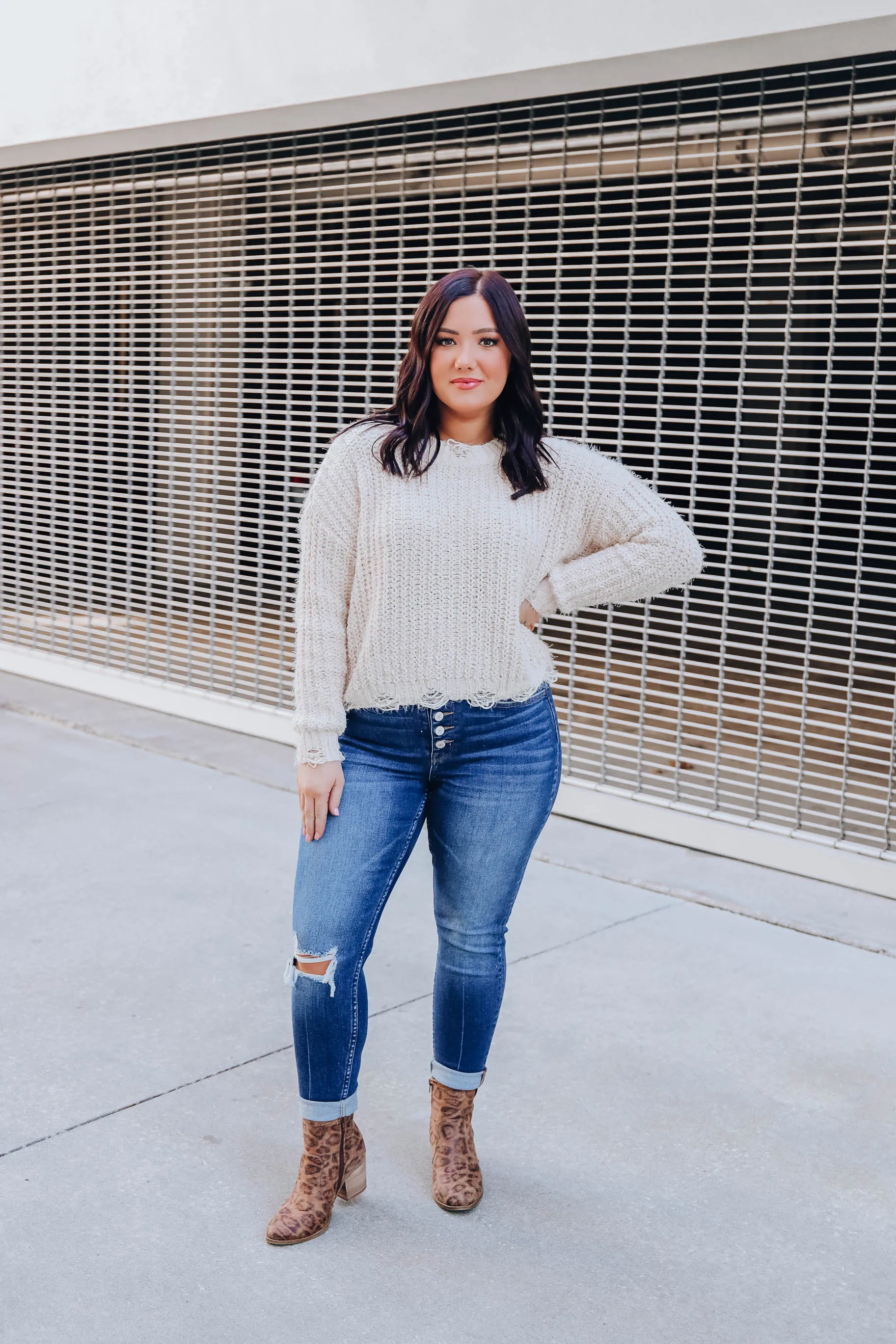 Delicately Distressed Knit Sweater