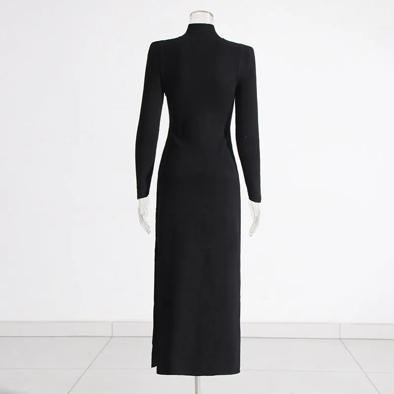 Fashion High Sense Stitching Tied Design Slim Fit Dress