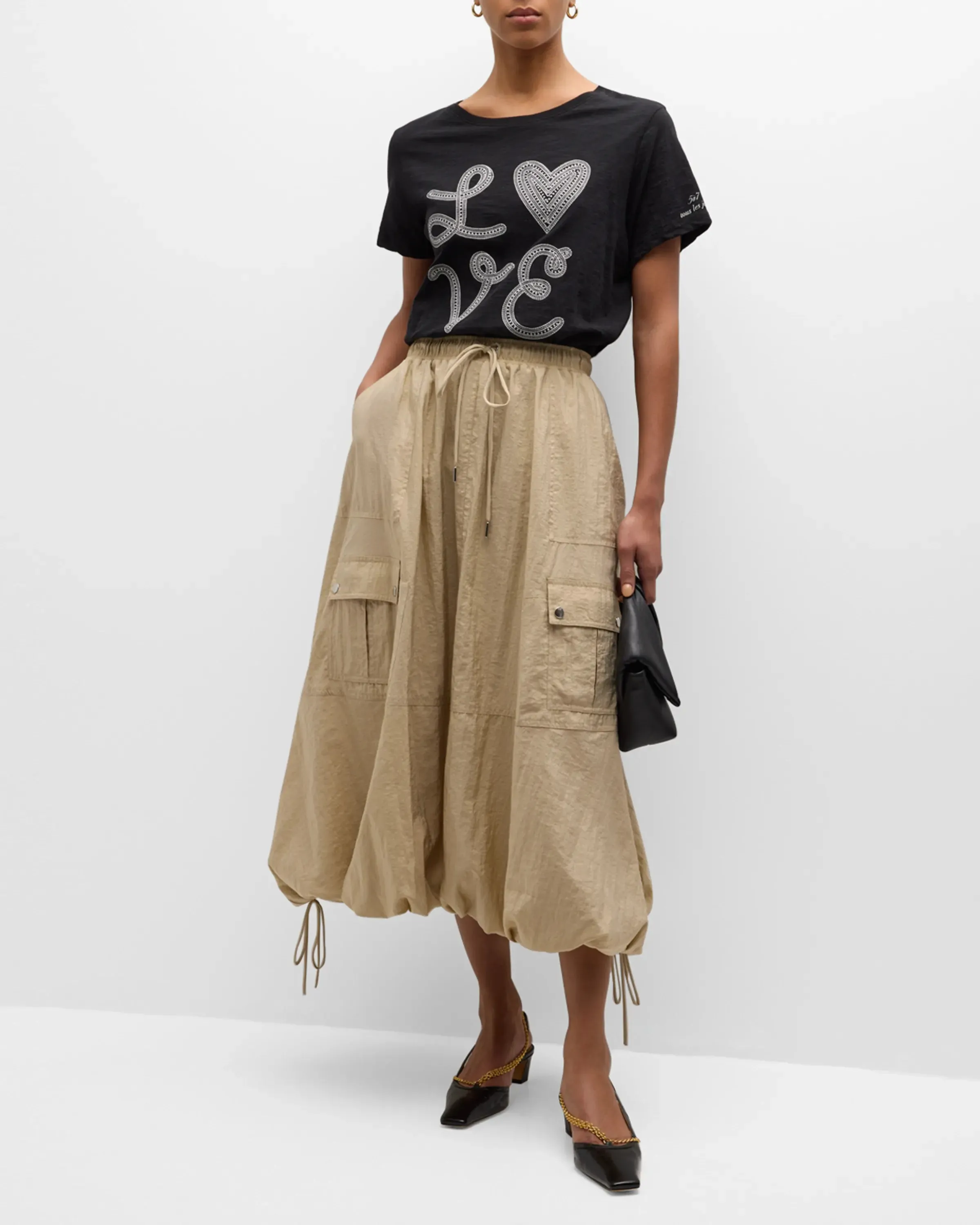 Finley Bubble Cargo Midi Skirt | Khaki