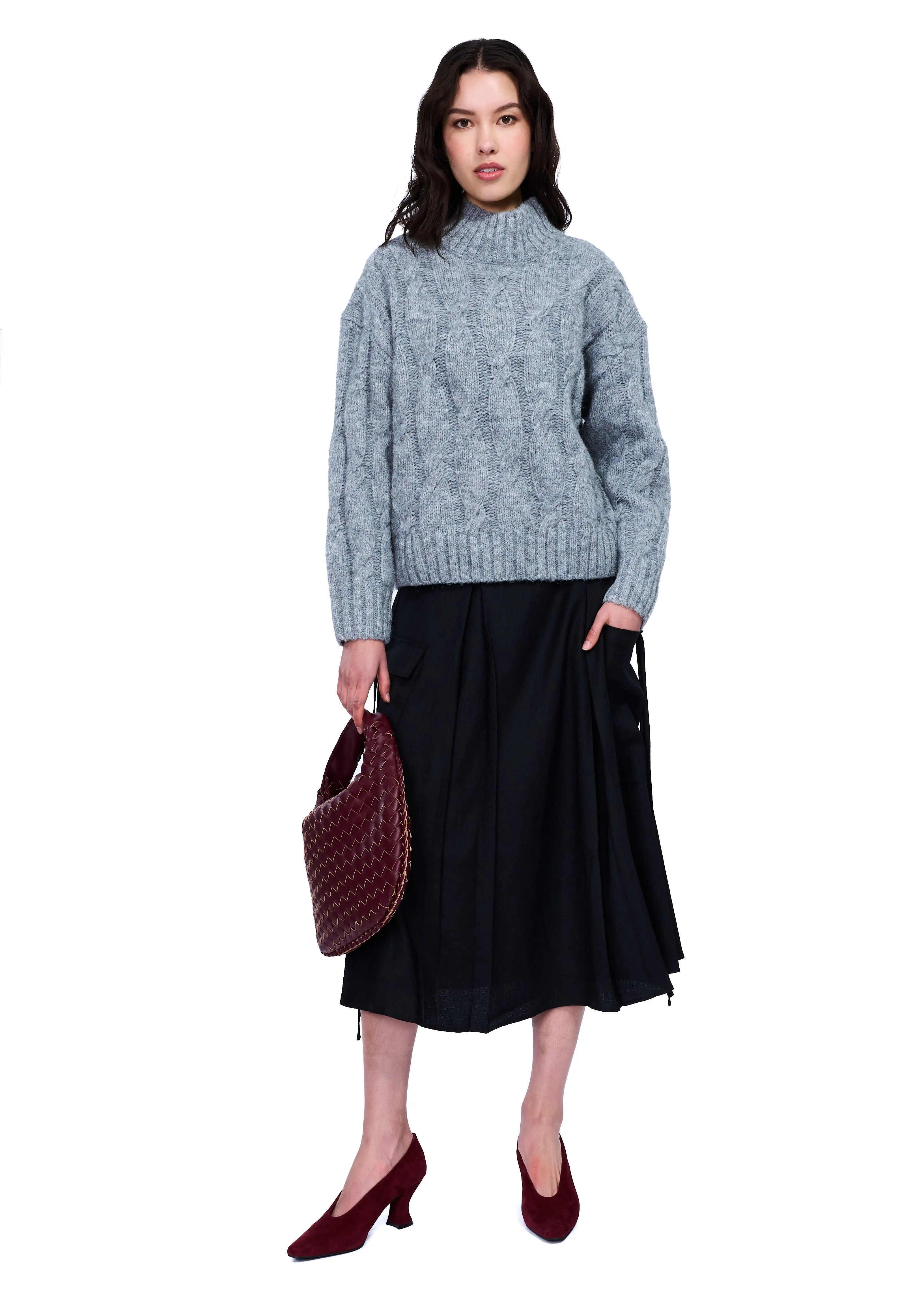 GHOSPELL Fia Pleated Midi Skirt