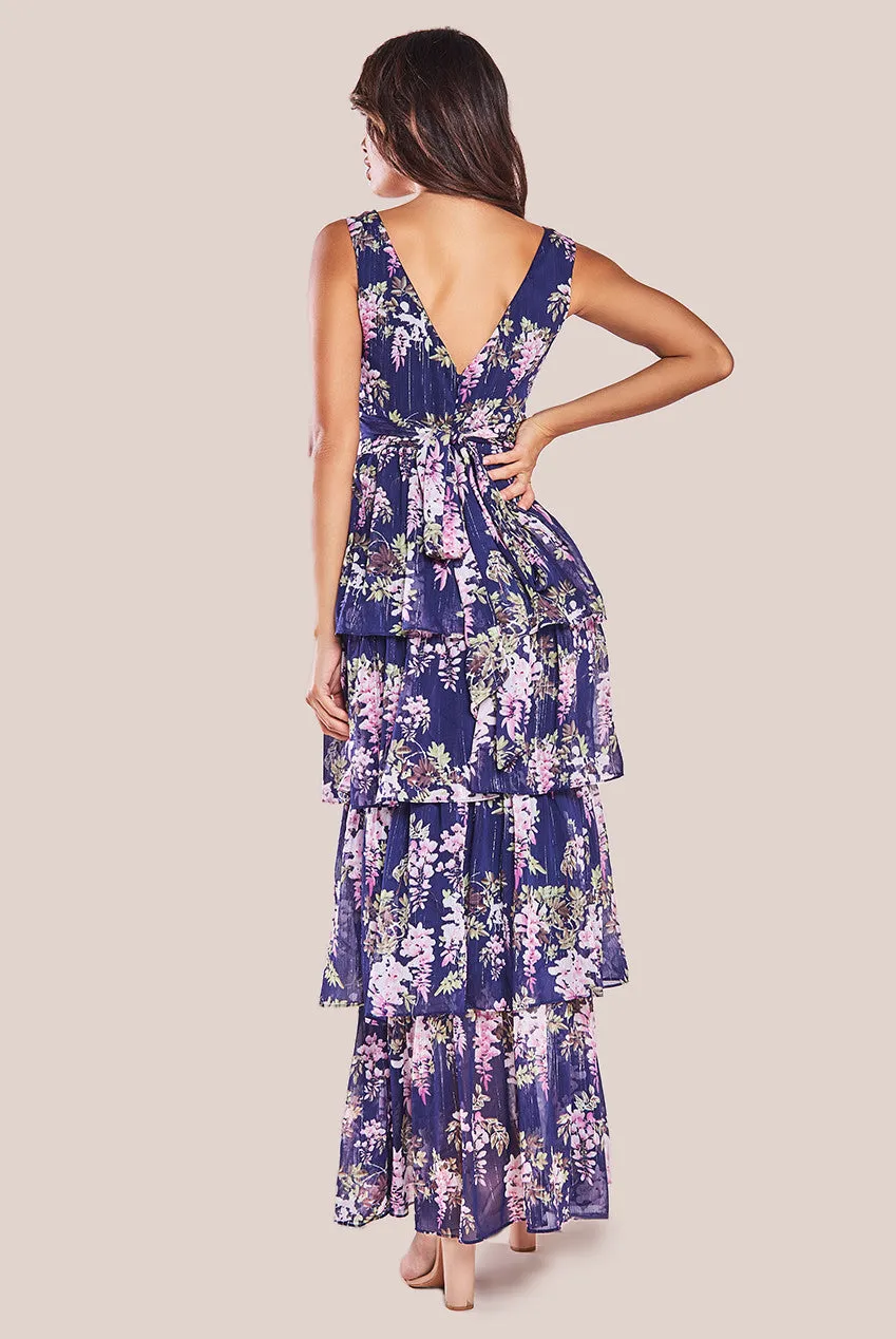 Goddiva Multilayered Chiffon Maxi Dress