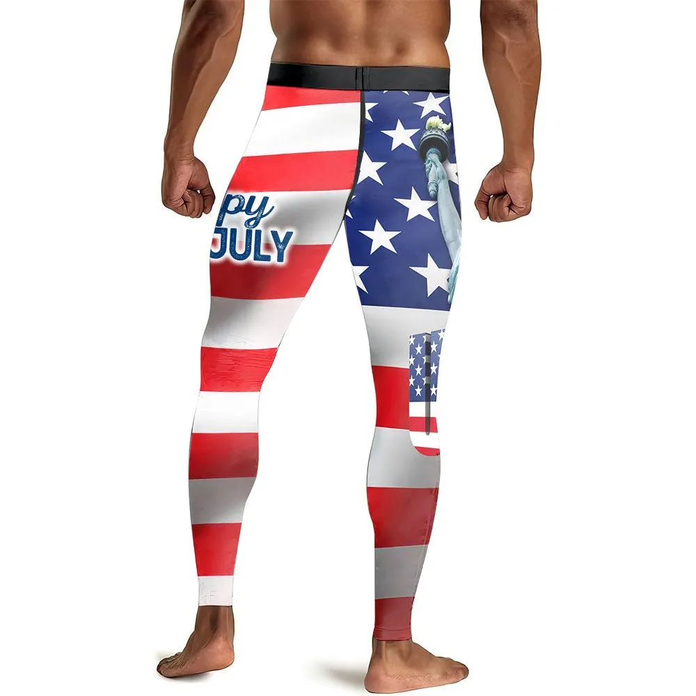 Happy Fourth Of July Men's Compression Leggings