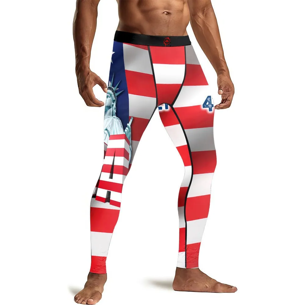 Happy Fourth Of July Men's Compression Leggings