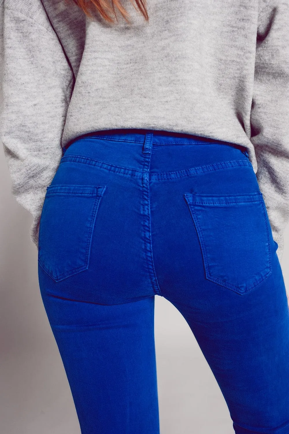 High Waisted Skinny Jeans In Electric Blue