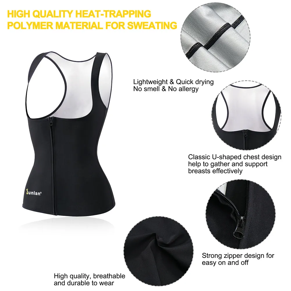 Junlan Women Silver Fabric Sweat Zipper Sauna Suit
