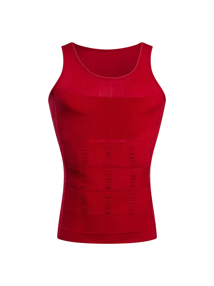 Mens Waist Body Shaper Vest T-Shirt Tank Tops