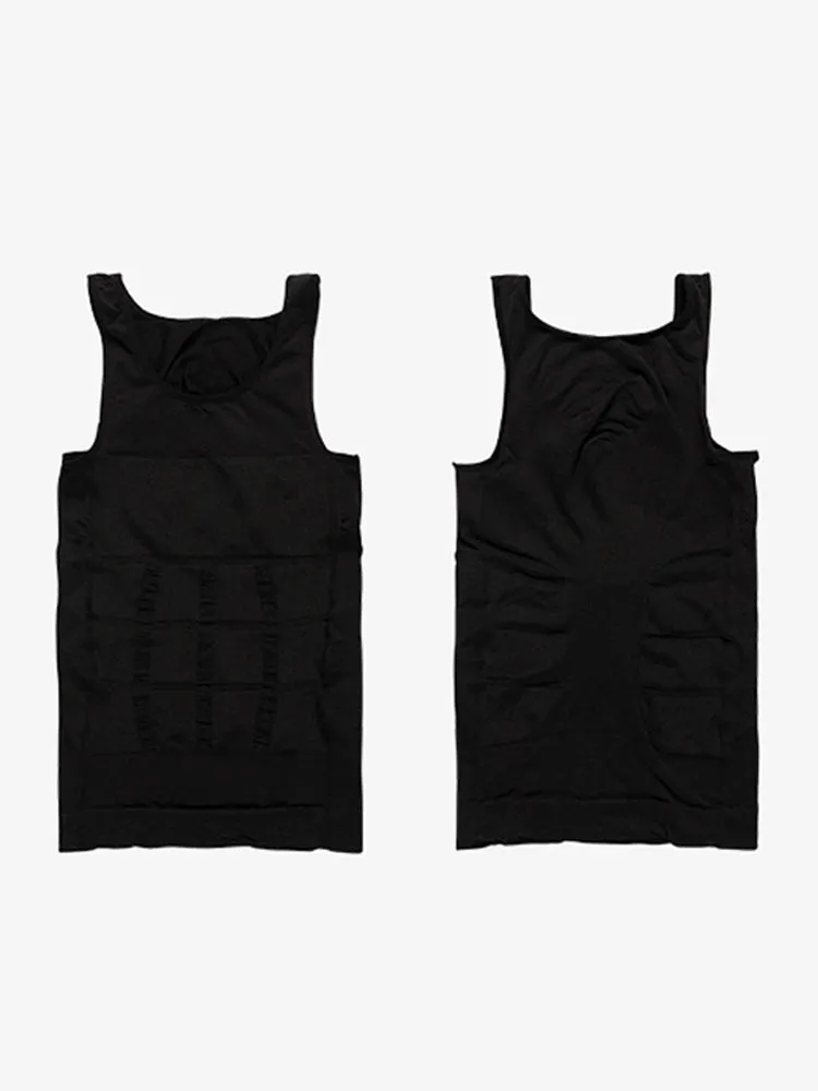 Mens Waist Body Shaper Vest T-Shirt Tank Tops