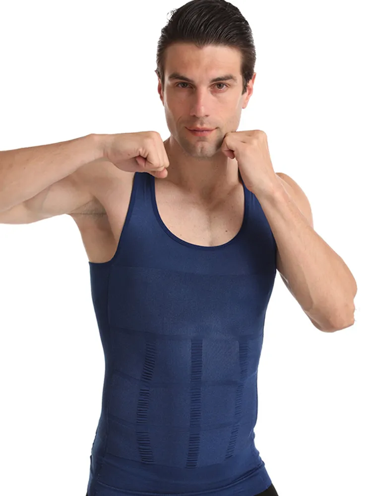 Mens Waist Body Shaper Vest T-Shirt Tank Tops