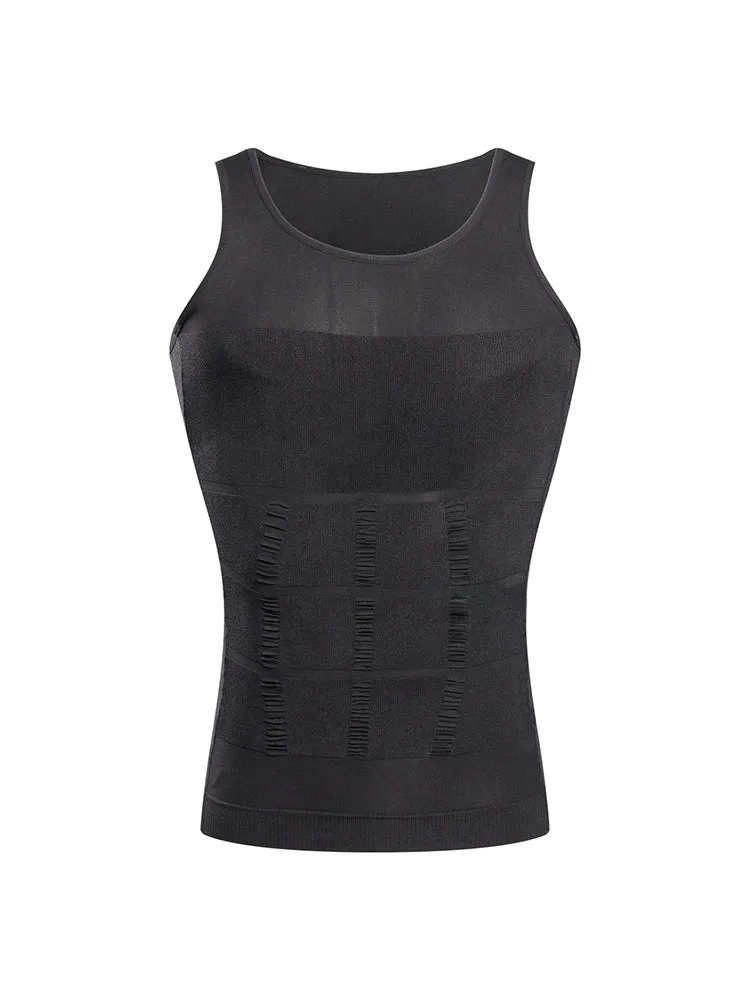 Mens Waist Body Shaper Vest T-Shirt Tank Tops