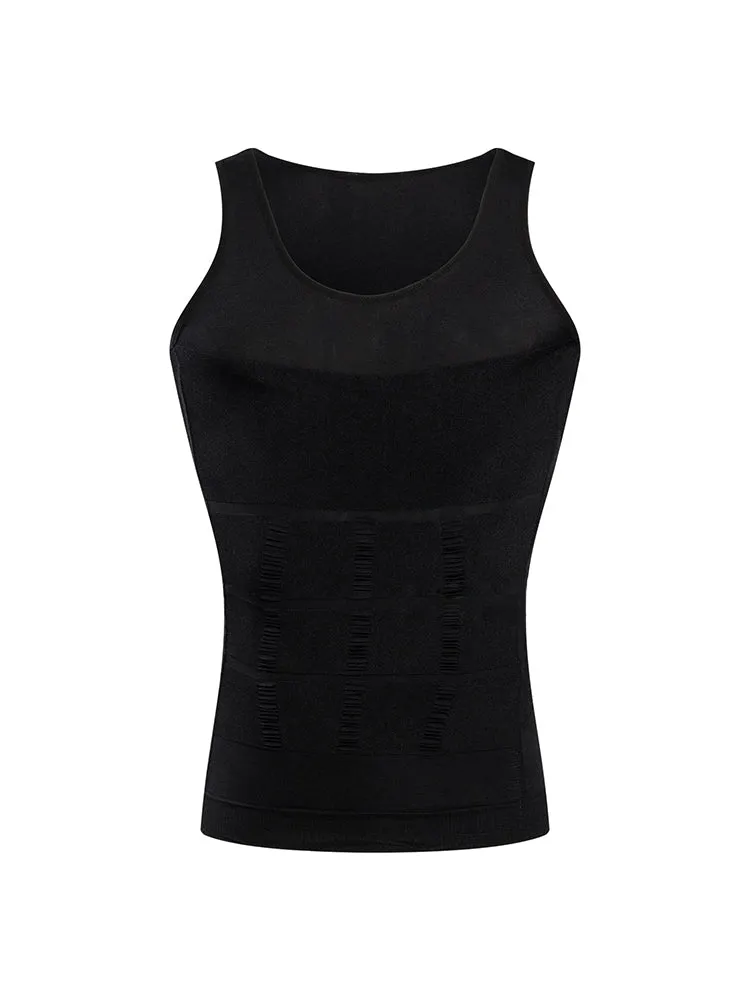 Mens Waist Body Shaper Vest T-Shirt Tank Tops