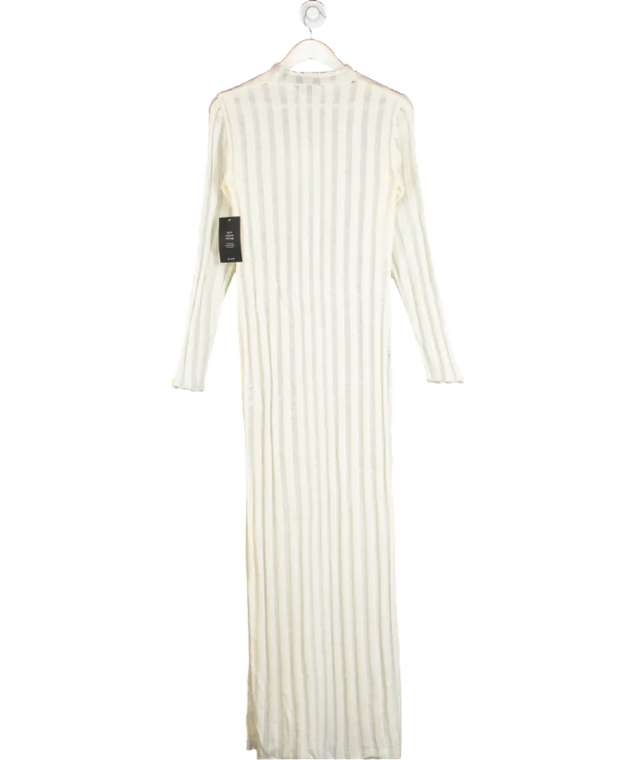 NA-KD Cream Panel Knit Maxi Dress UK S/M