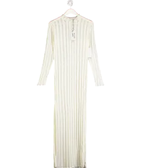 NA-KD Cream Panel Knit Maxi Dress UK S/M
