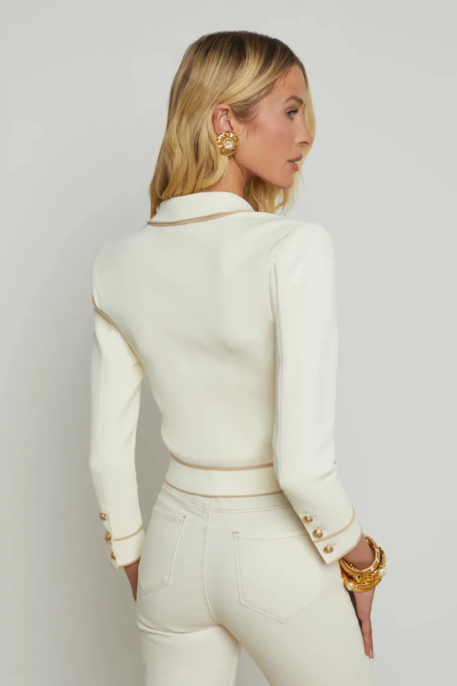 Neo Cropped Cardigan Vintage White/ Almond