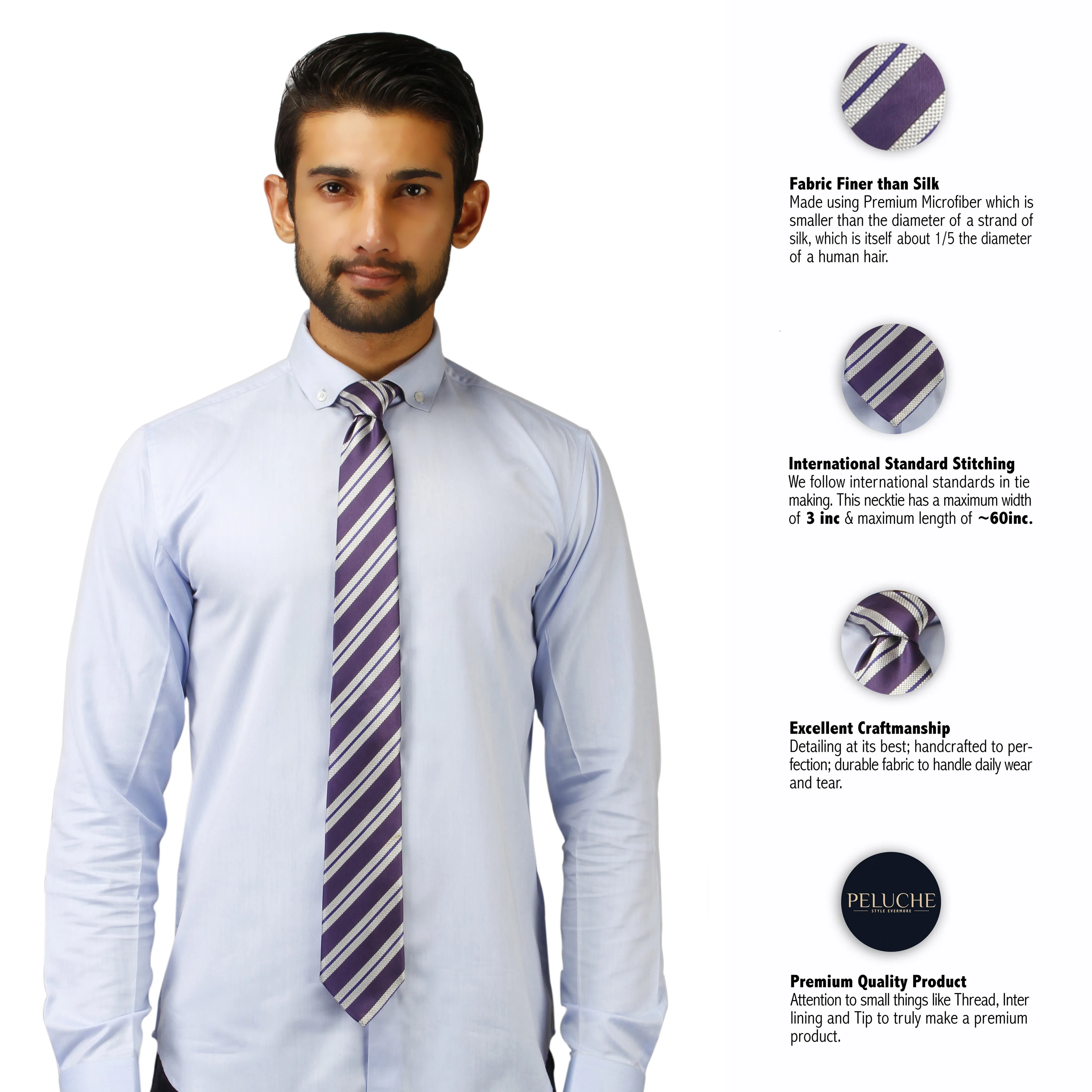 Peluche Clean Cut Microfiber Necktie for Men