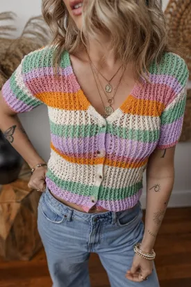 Rainbows & Roses Striped Sweater