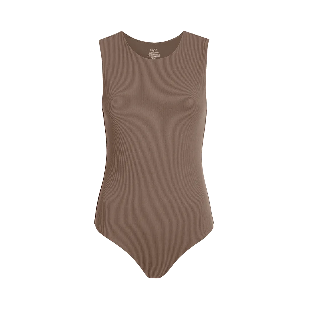 Ribbed Crewneck Tank Bodysuit | Mocha