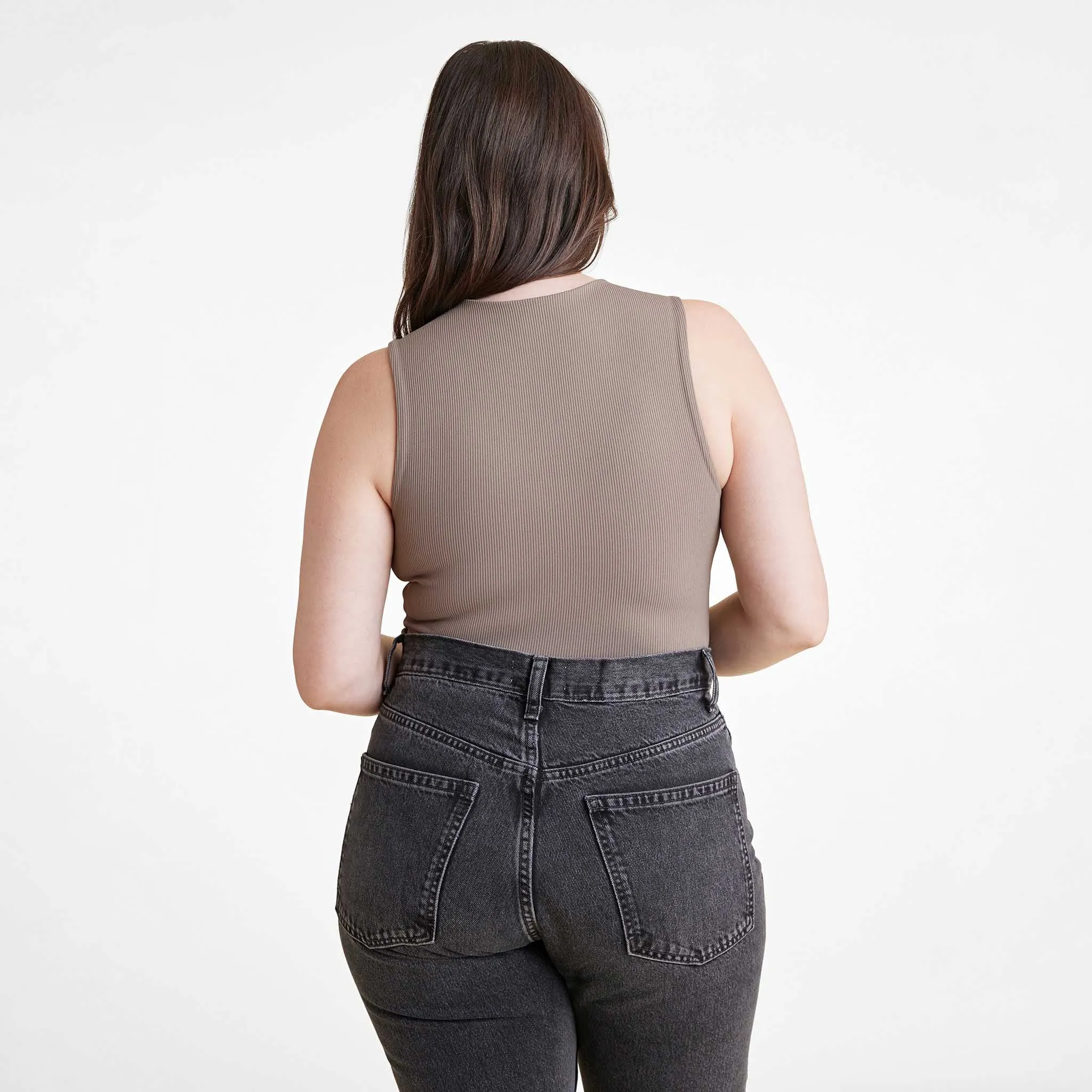 Ribbed Crewneck Tank Bodysuit | Mocha