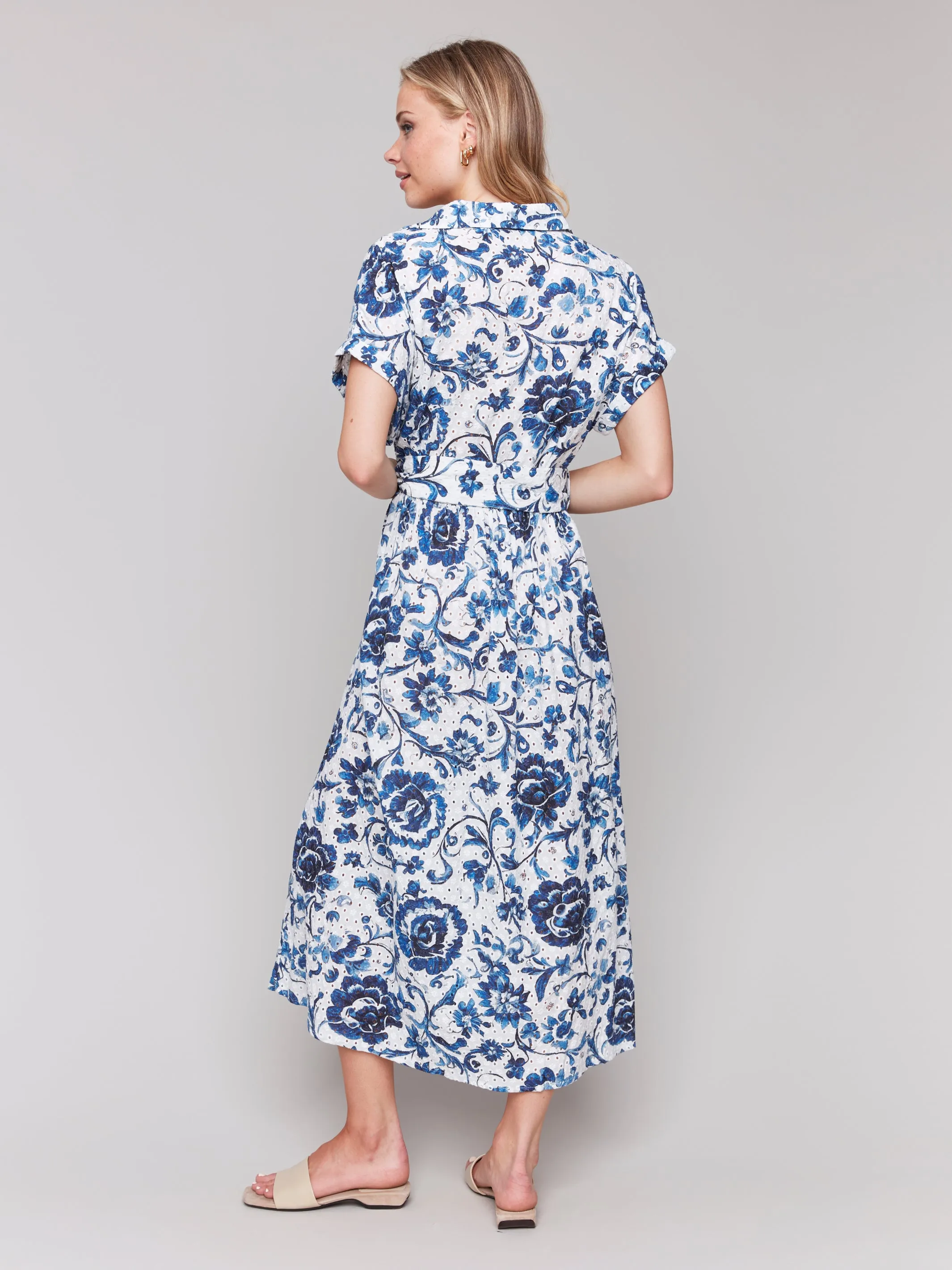Short Sleeve Eyelet Maxi Dress Delphinium by Charlie B