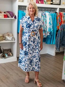 Short Sleeve Eyelet Maxi Dress Delphinium by Charlie B