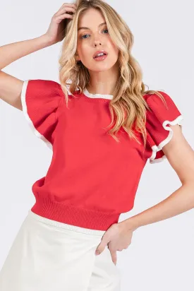 Sweater Knit Ruffle Crop Top