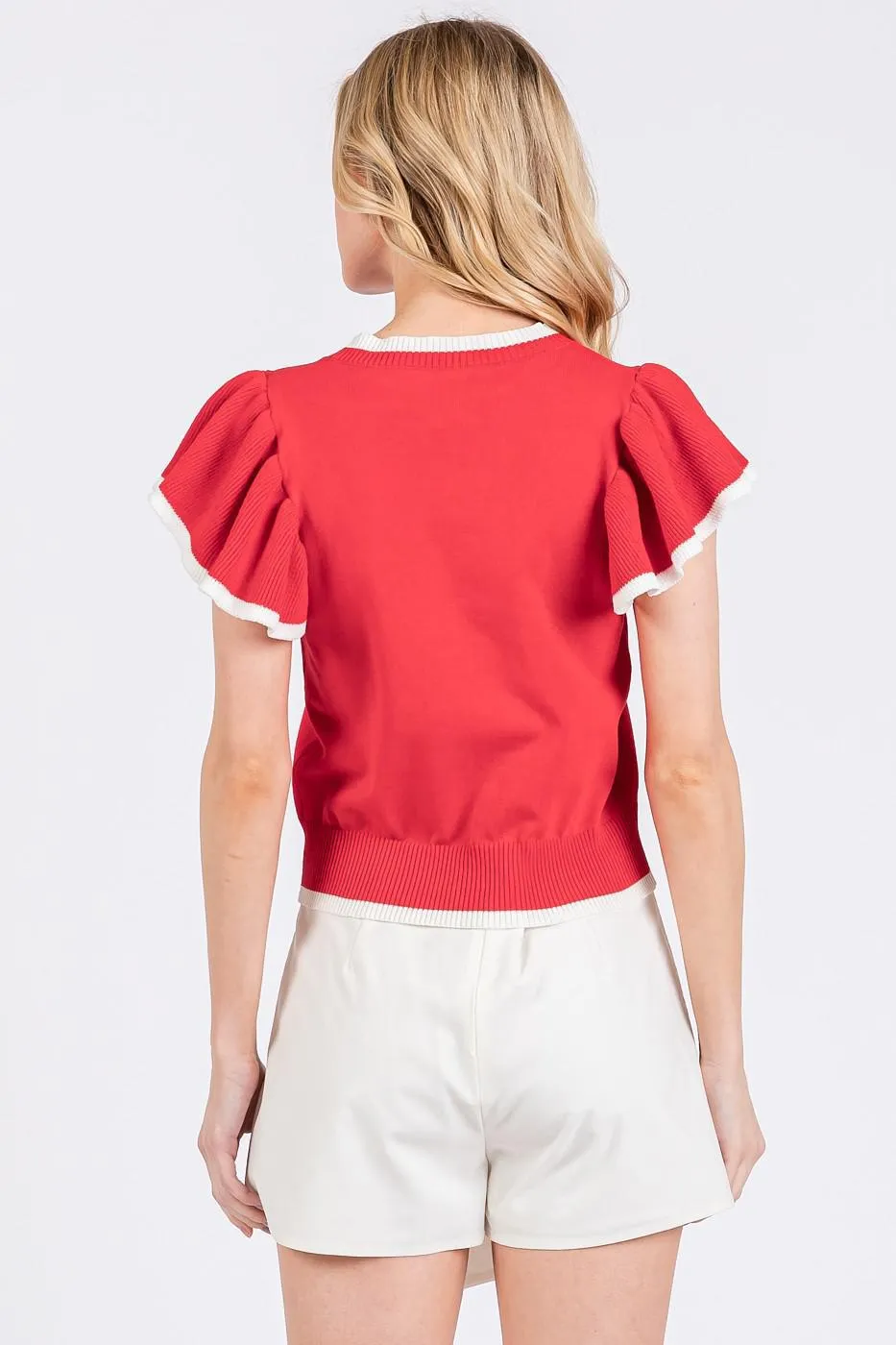 Sweater Knit Ruffle Crop Top