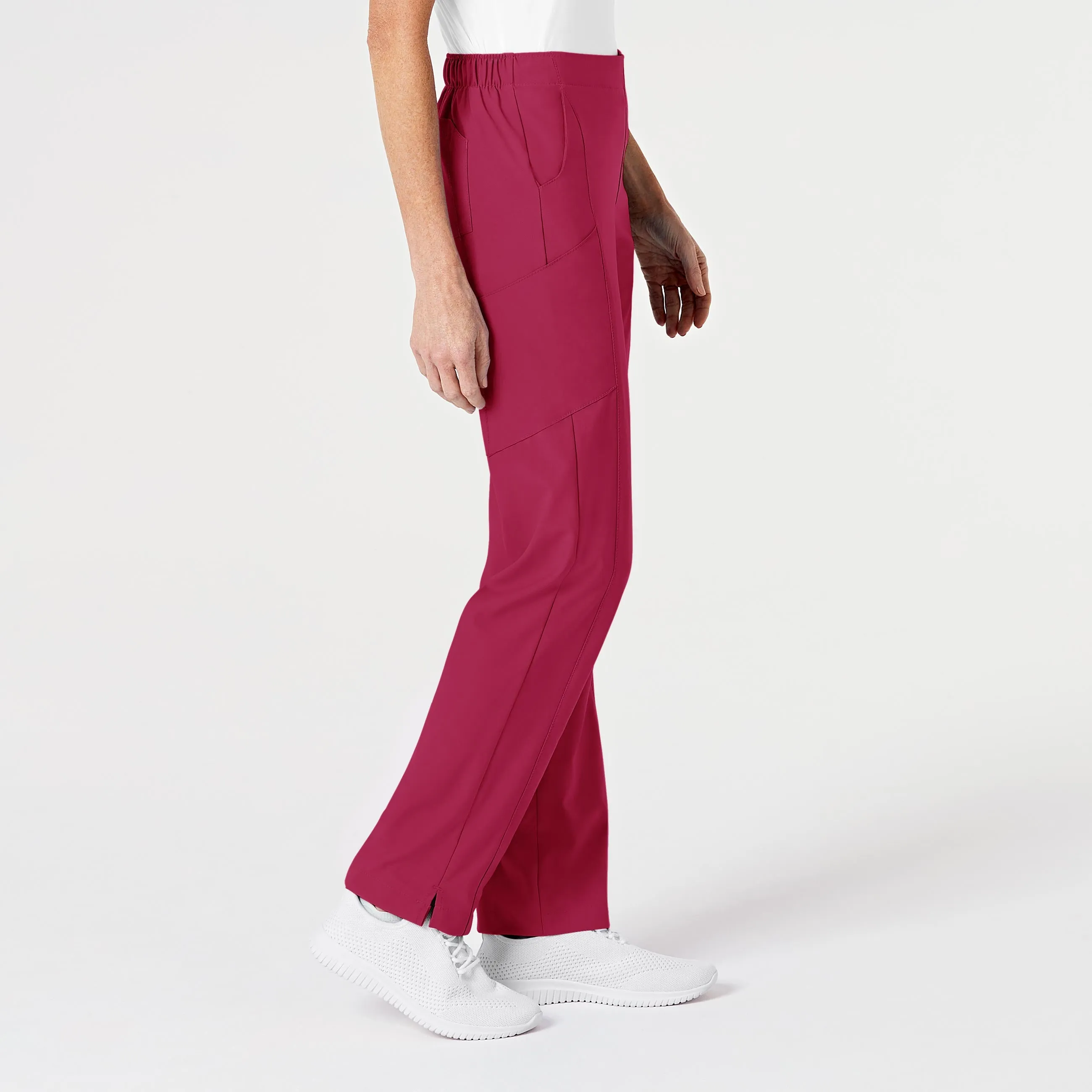 W123 Women's Flat Front Cargo Scrub Pant - Viva Magenta