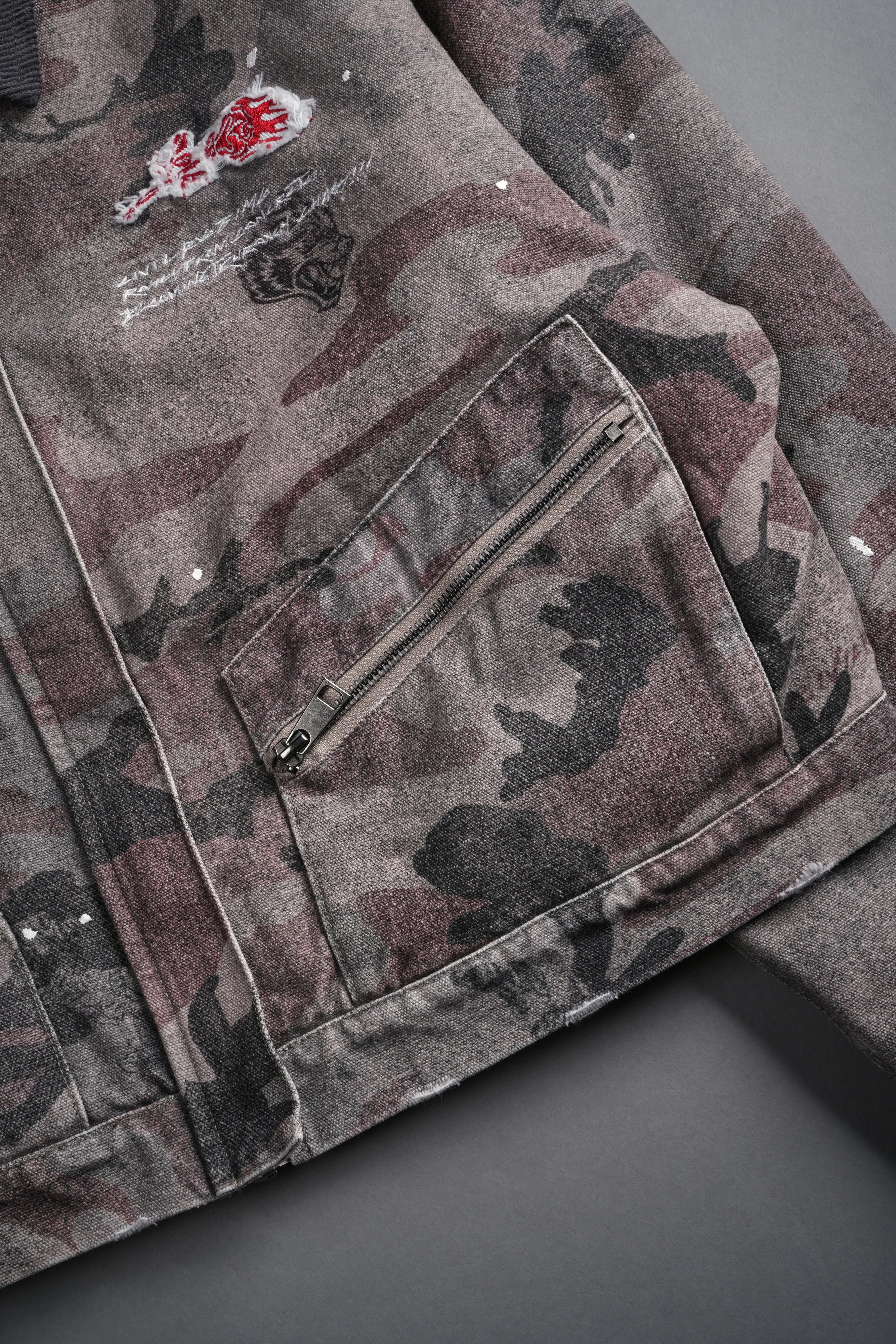 Wolves Among Roses Wayland Cropped Jacket in Blooming Woodland Camo