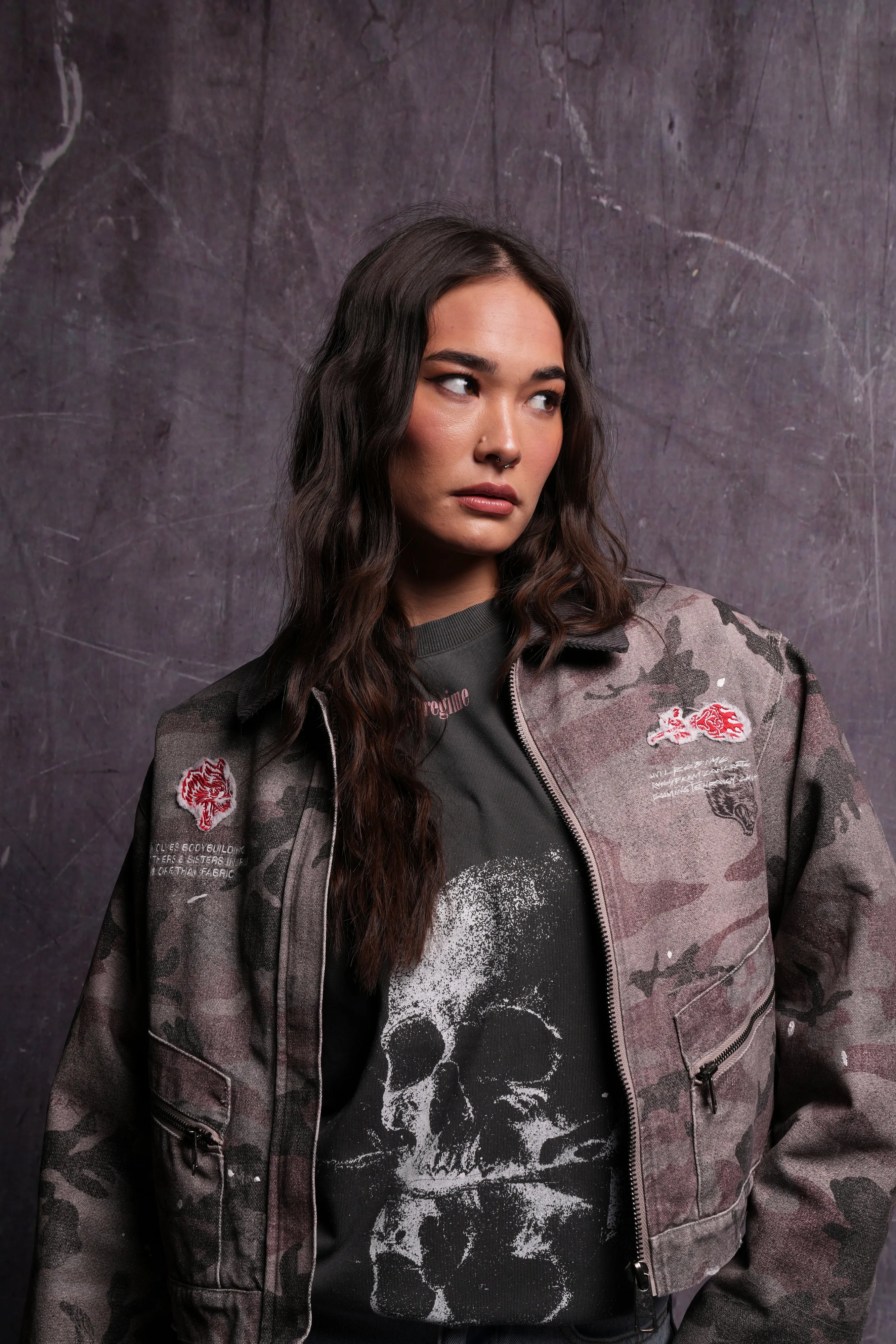 Wolves Among Roses Wayland Cropped Jacket in Blooming Woodland Camo