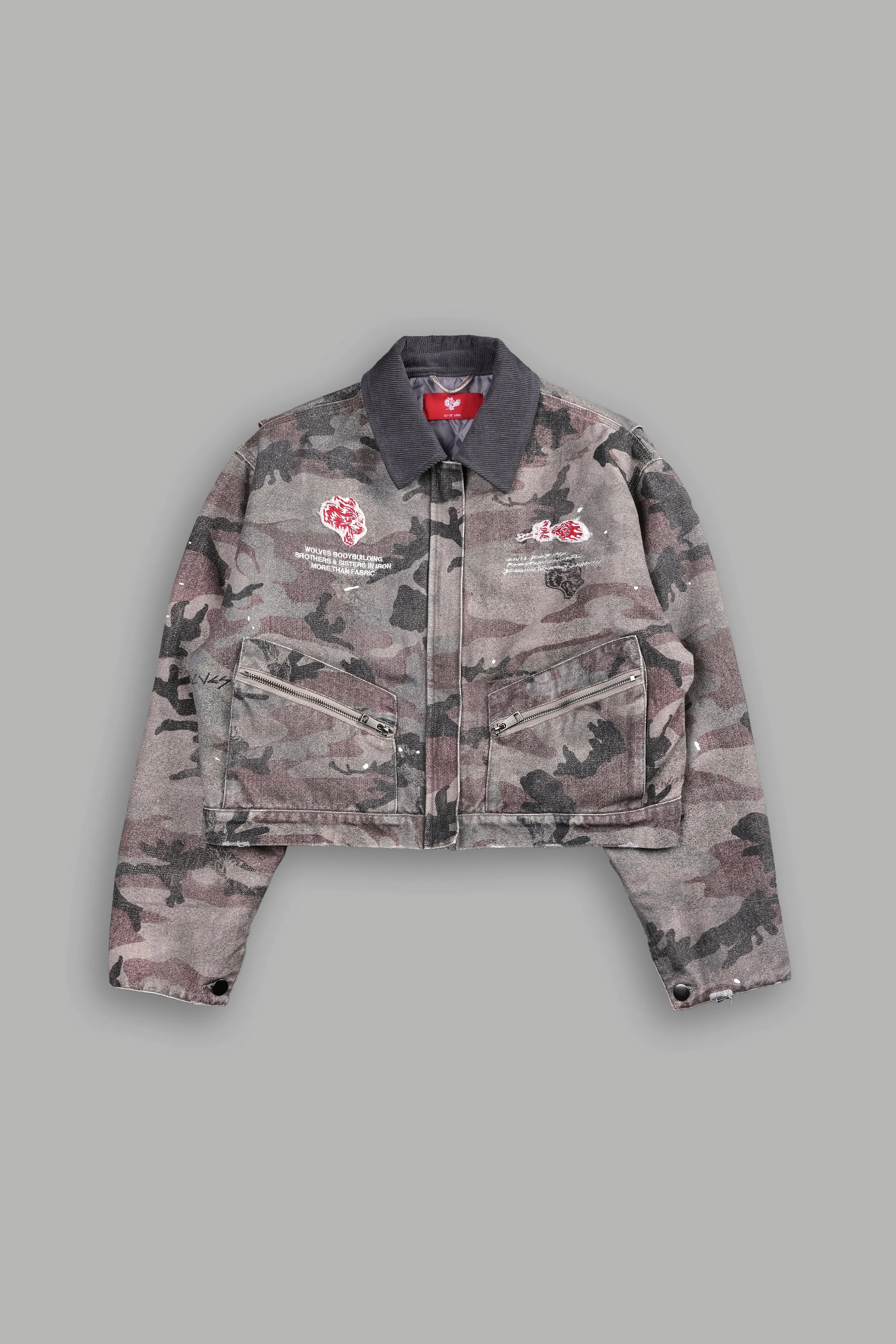 Wolves Among Roses Wayland Cropped Jacket in Blooming Woodland Camo