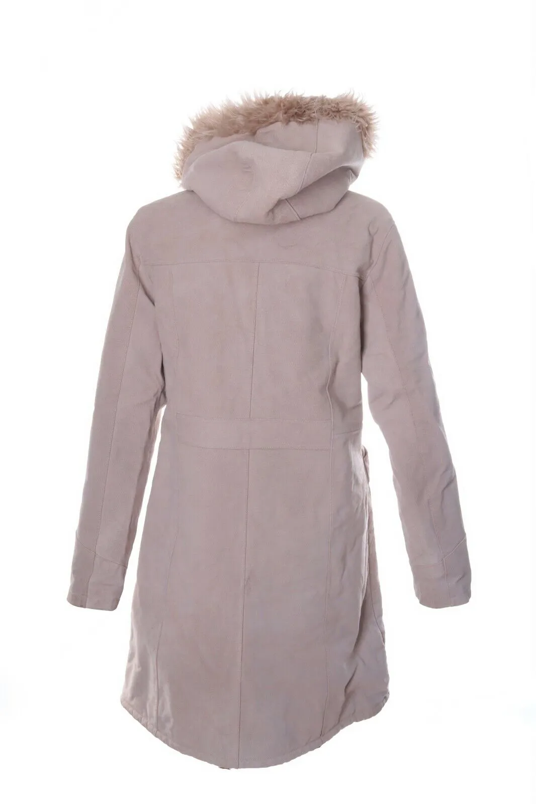 Women's BEN SHERMAN Ivory Real Leather Duffle Coat Overcoat Size uk 16 us 12