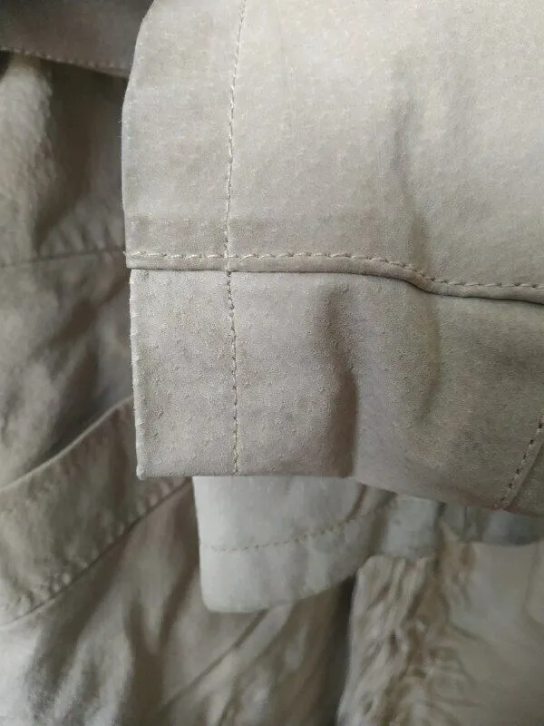 Women's BEN SHERMAN Ivory Real Leather Duffle Coat Overcoat Size uk 16 us 12